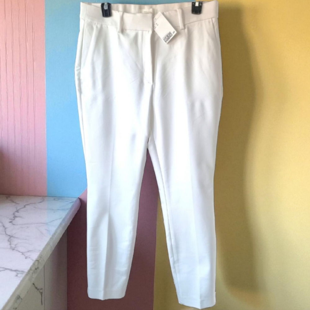 🆕️ H&M White Tailored Ankle Length Pants Size 10